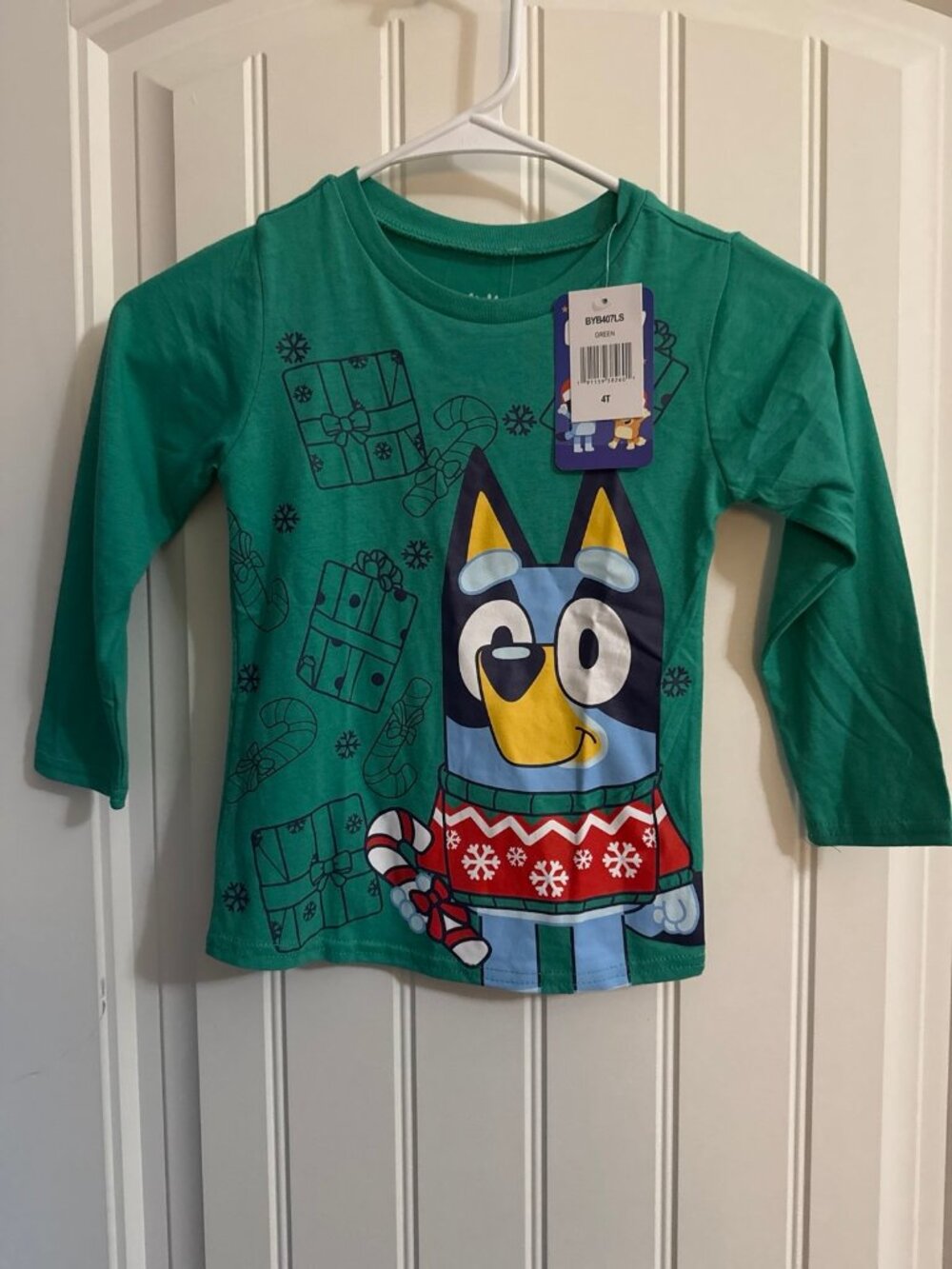 Bluey 4T long sleeve green holiday shirt NEW
